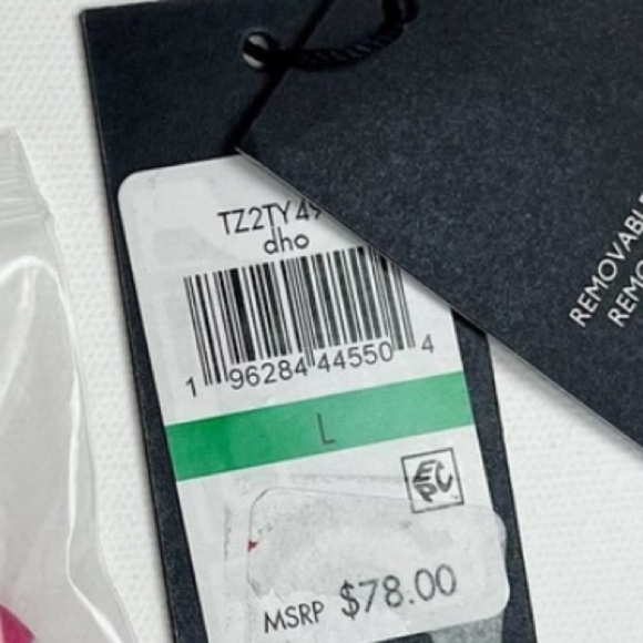 TOMMY HILFIGER Striped Bandeau Bikini Bra Top in Sail Away Striped Dahlia Soft L - Picture 9 of 10